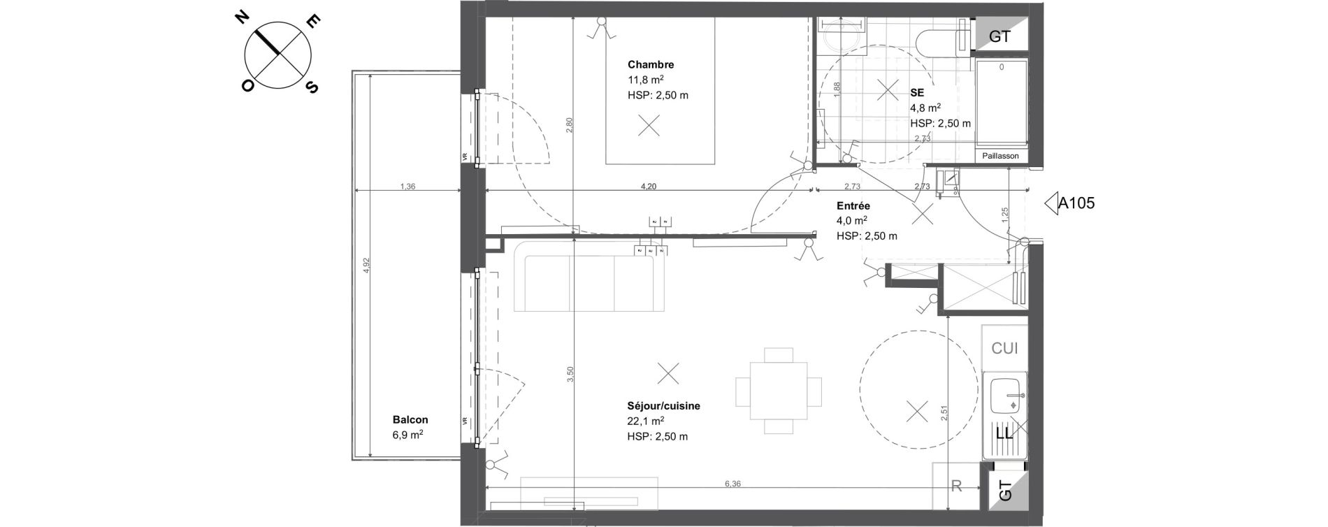 Appartement T2 de 42,70 m2 &agrave; Conflans-Sainte-Honorine Centre