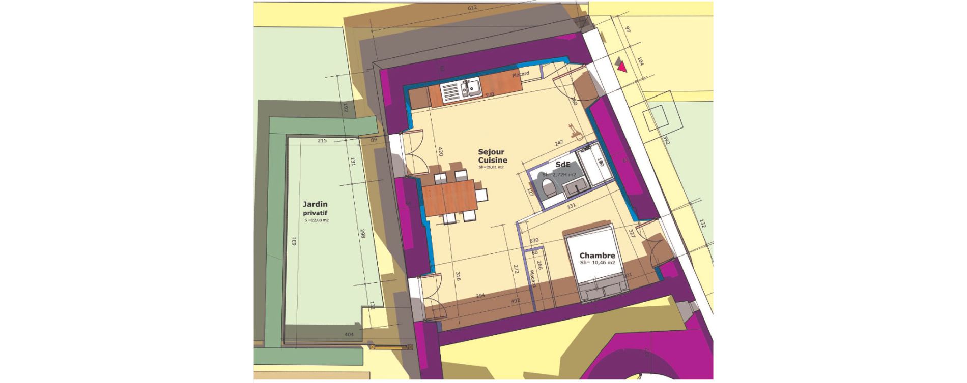 Appartement T2 de 39,99 m2 &agrave; Crespi&egrave;res Centre