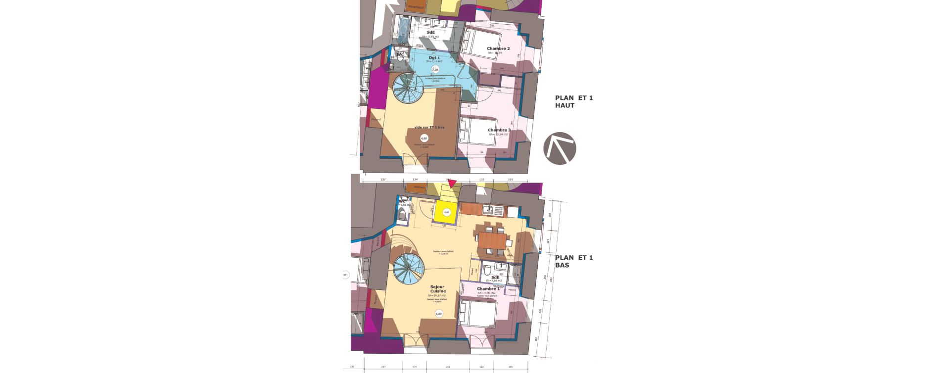 Duplex T4 de 91,09 m2 &agrave; Crespi&egrave;res Centre