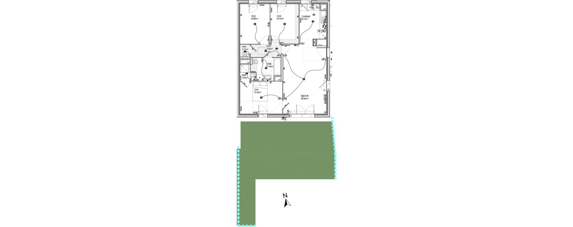 Appartement T4 de 82,49 m2 &agrave; Crespi&egrave;res Centre