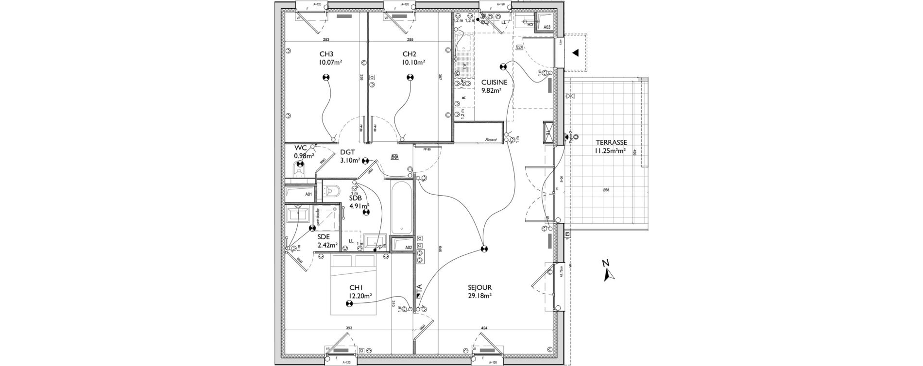 Appartement T4 de 82,79 m2 &agrave; Crespi&egrave;res Centre