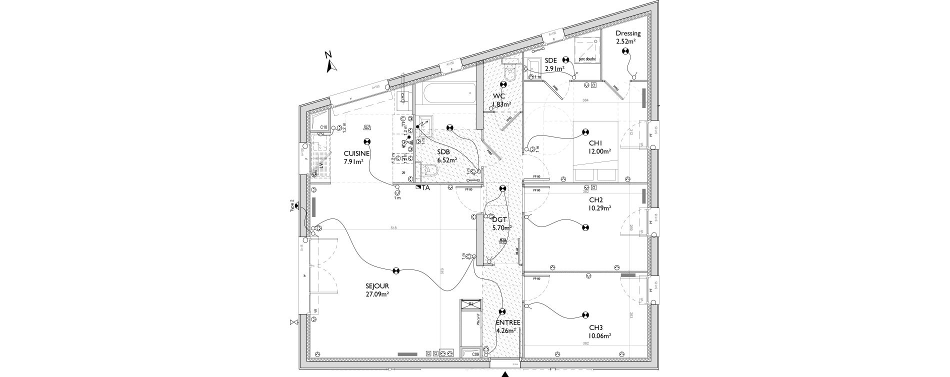 Appartement T4 de 91,08 m2 &agrave; Crespi&egrave;res Centre