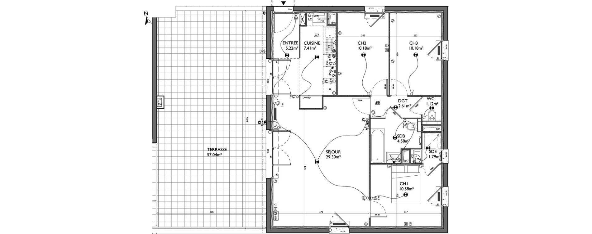 Appartement T4 de 82,97 m2 &agrave; Crespi&egrave;res Centre