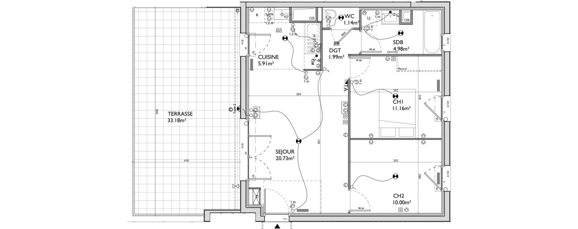 Appartement T3 de 55,91 m2 &agrave; Crespi&egrave;res Centre