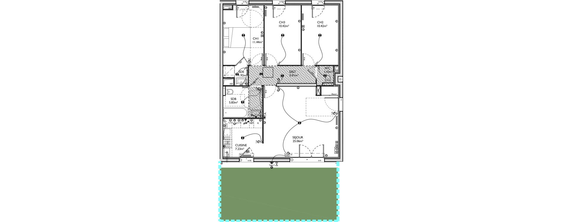 Appartement T4 de 77,72 m2 &agrave; Crespi&egrave;res Centre