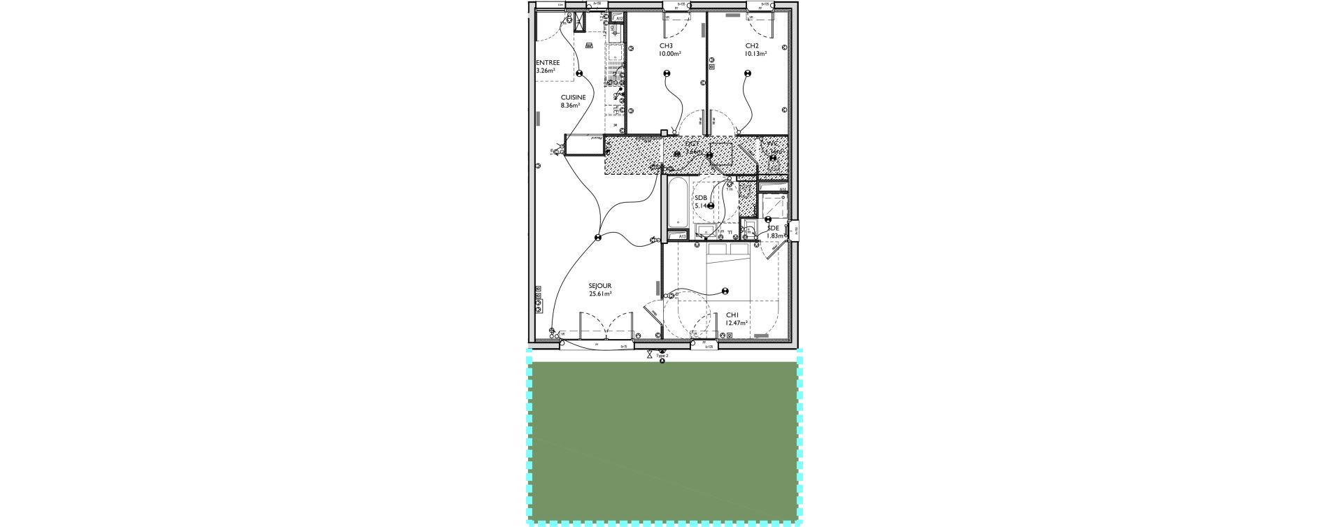 Appartement T4 de 81,62 m2 &agrave; Crespi&egrave;res Centre