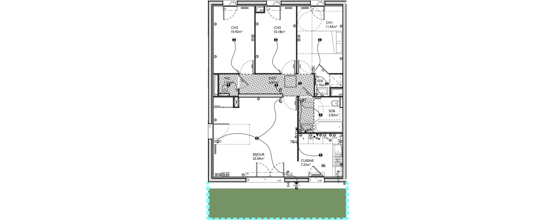 Appartement T4 de 79,69 m2 &agrave; Crespi&egrave;res Centre