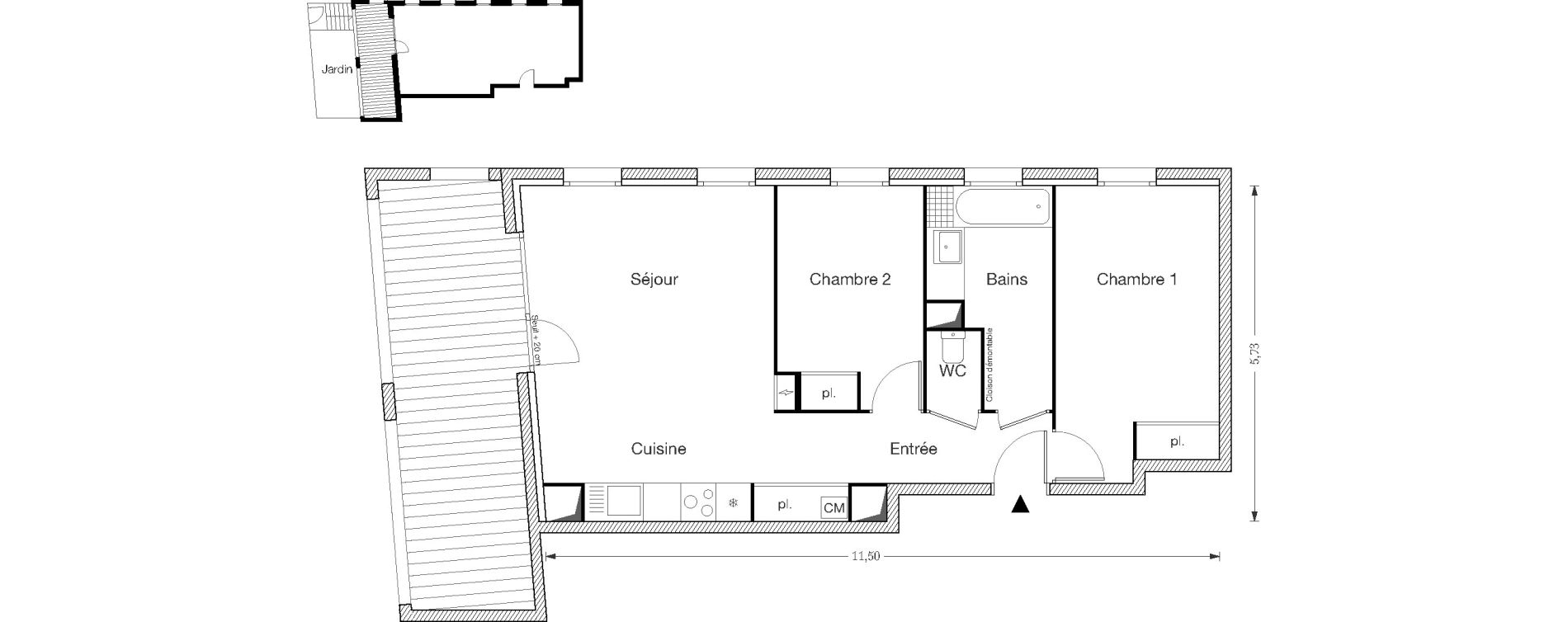 Appartement T3 de 60,39 m2 &agrave; Ecquevilly Centre