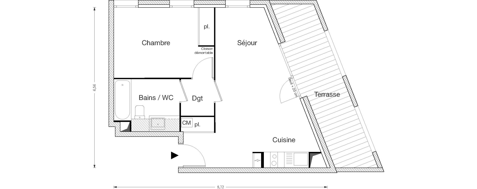 Appartement T2 de 42,90 m2 &agrave; Ecquevilly Centre