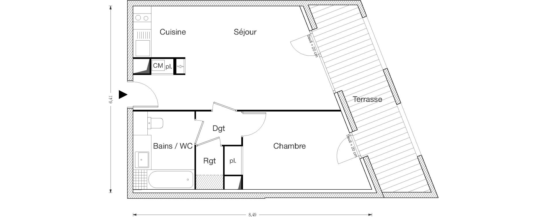 Appartement T2 de 45,87 m2 &agrave; Ecquevilly Centre