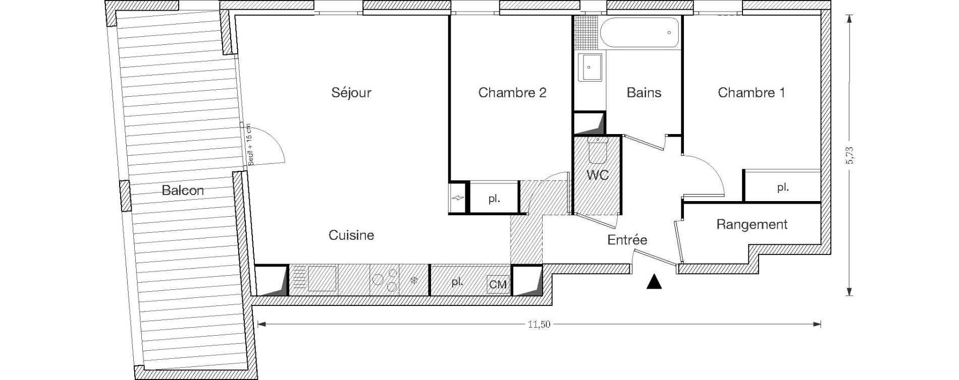 Appartement T3 de 60,22 m2 &agrave; Ecquevilly Centre