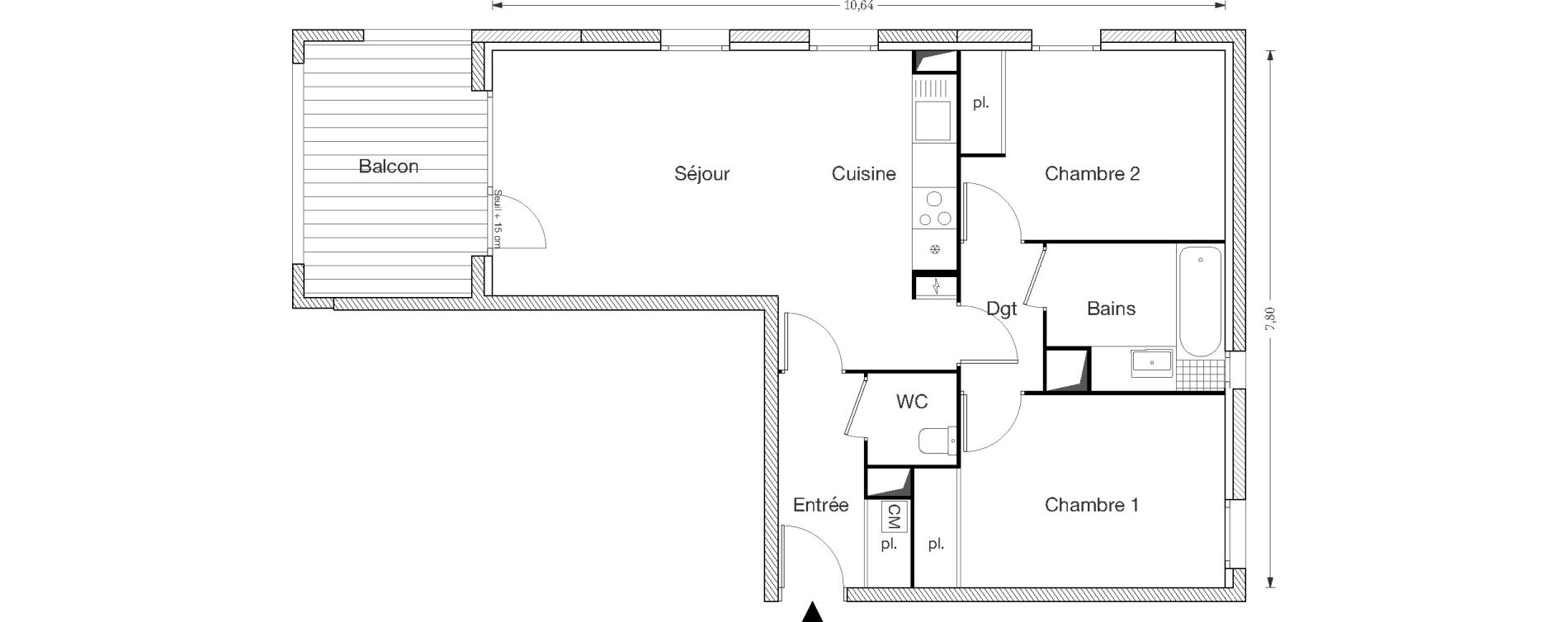 Appartement T3 de 63,07 m2 &agrave; Ecquevilly Centre