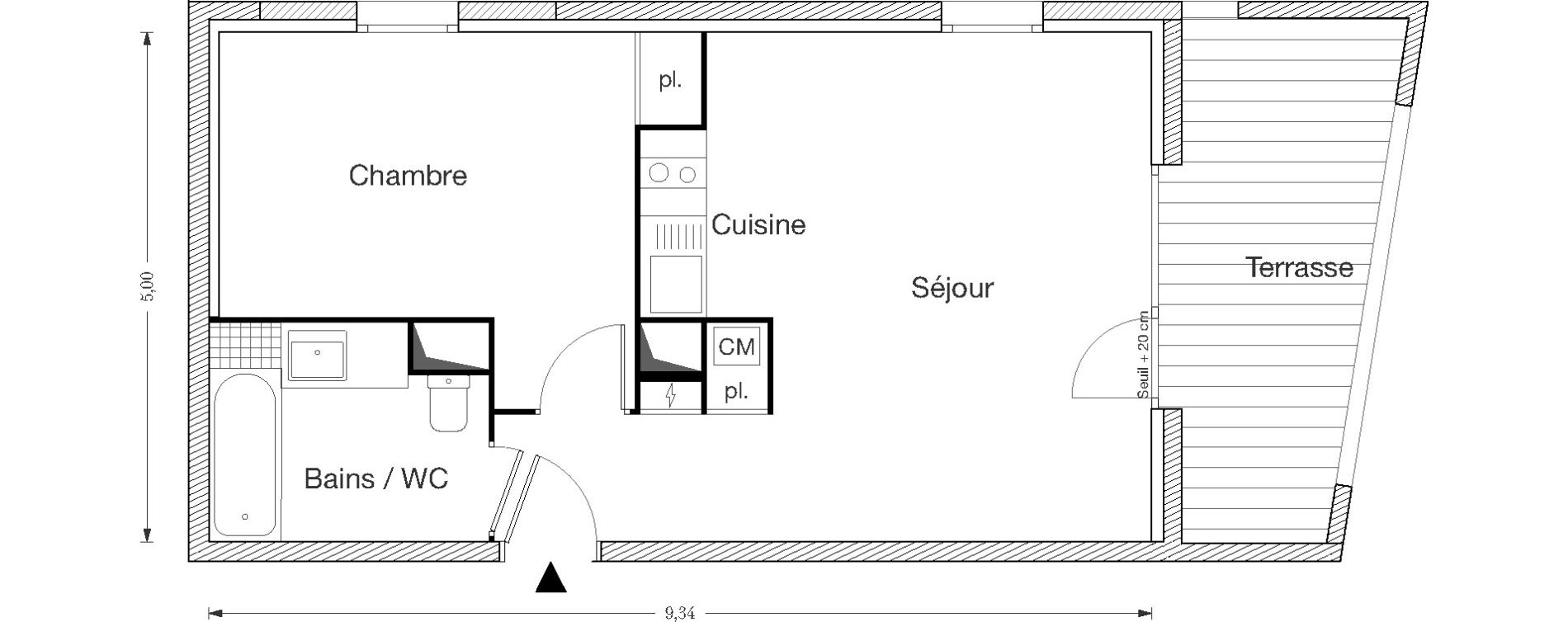 Appartement T2 de 44,29 m2 &agrave; Ecquevilly Centre