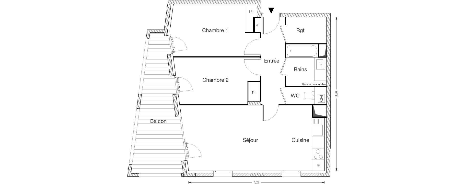 Appartement T3 de 64,94 m2 &agrave; Ecquevilly Centre