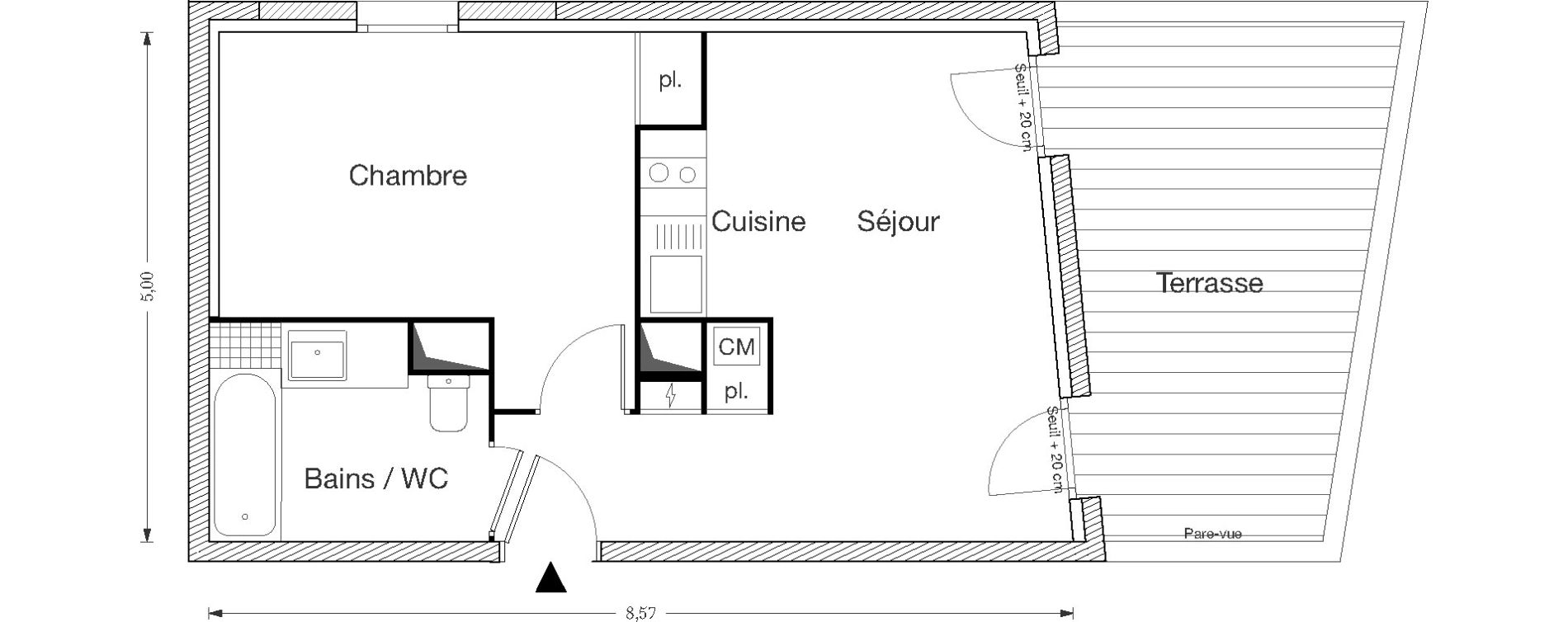 Appartement T2 de 39,31 m2 &agrave; Ecquevilly Centre