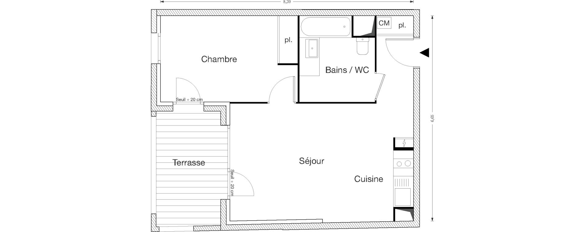 Appartement T2 de 44,27 m2 &agrave; Ecquevilly Centre