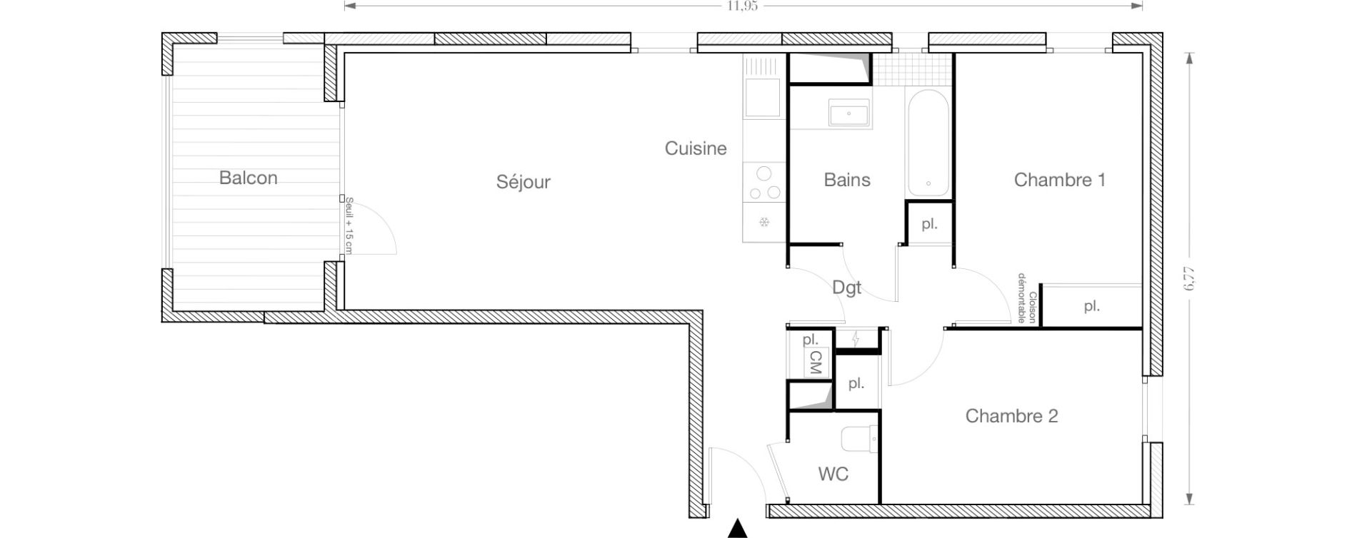 Appartement T3 de 62,96 m2 &agrave; Ecquevilly Centre