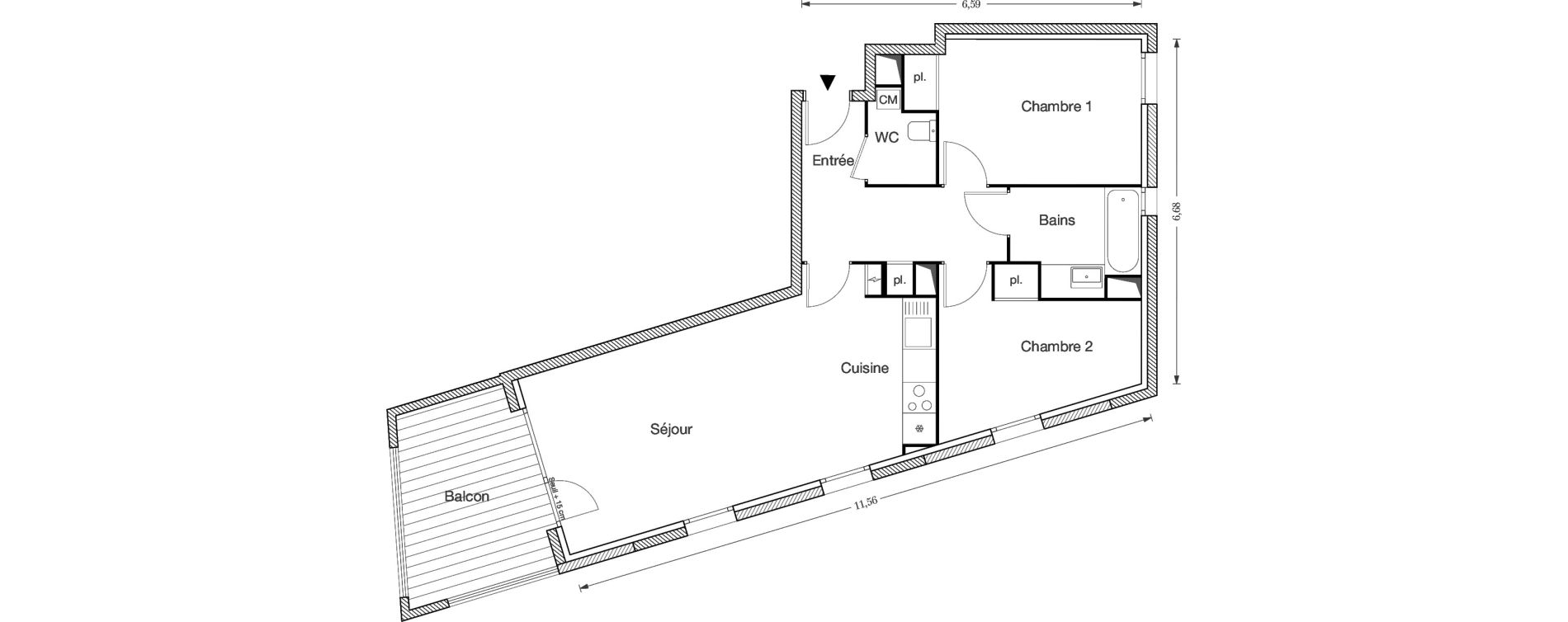 Appartement T3 de 64,45 m2 &agrave; Ecquevilly Centre