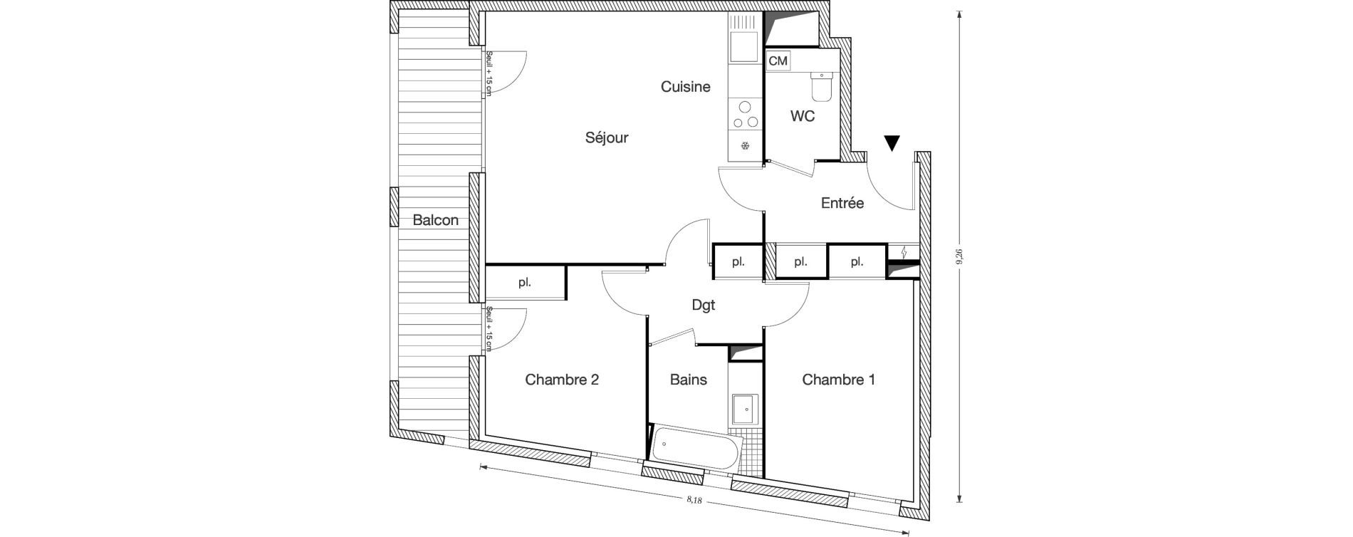 Appartement T3 de 63,16 m2 &agrave; Ecquevilly Centre