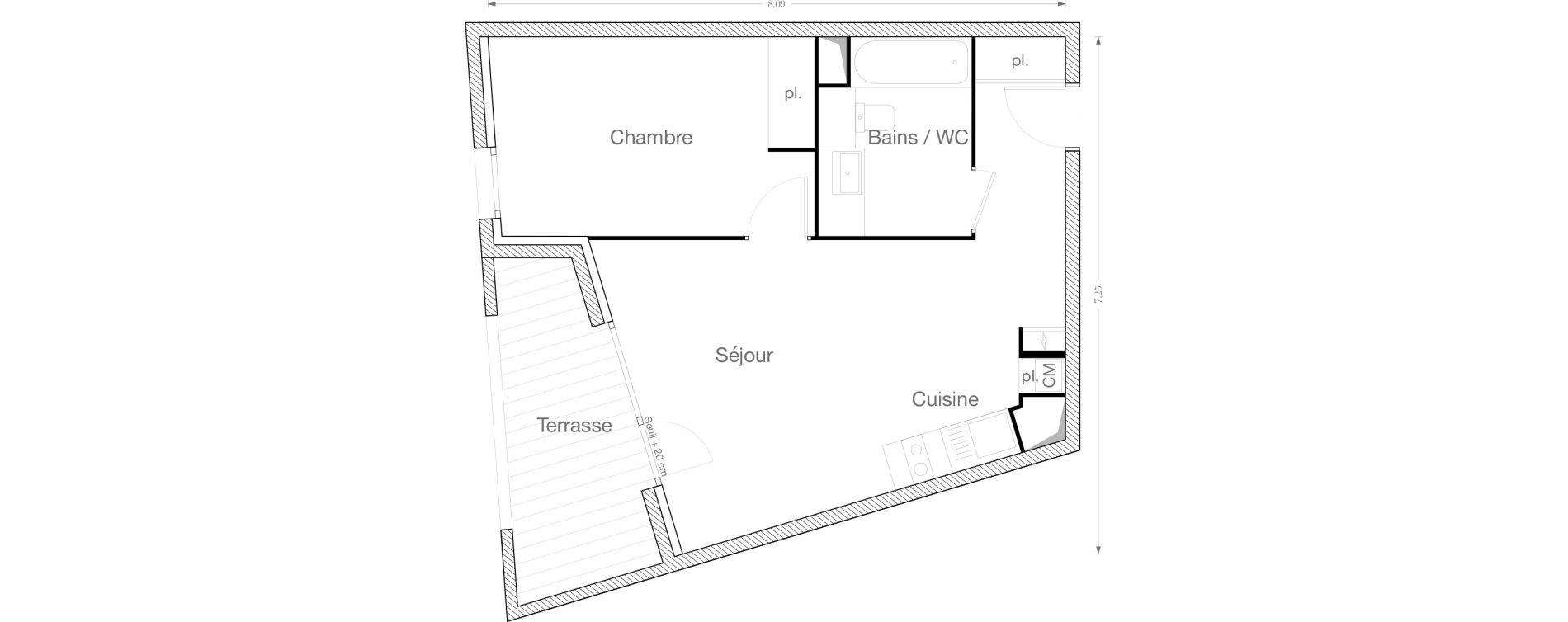 Appartement T2 de 43,24 m2 &agrave; Ecquevilly Centre