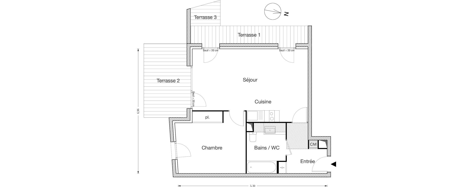 Appartement T2 de 49,10 m2 &agrave; Ecquevilly Centre