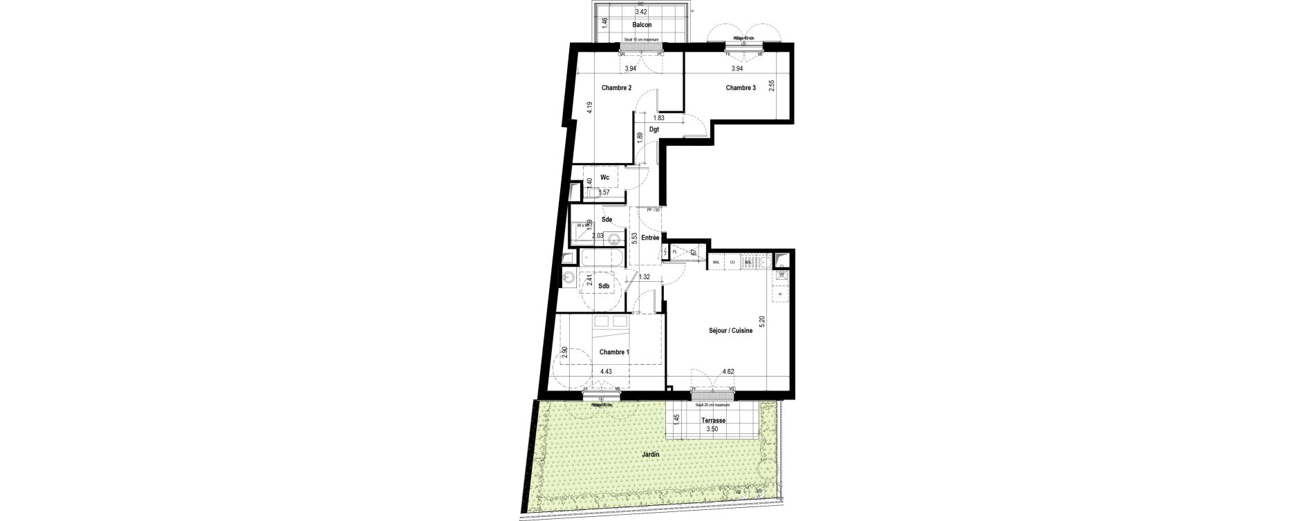 Appartement T4 de 81,52 m2 &agrave; &Eacute;lancourt Village