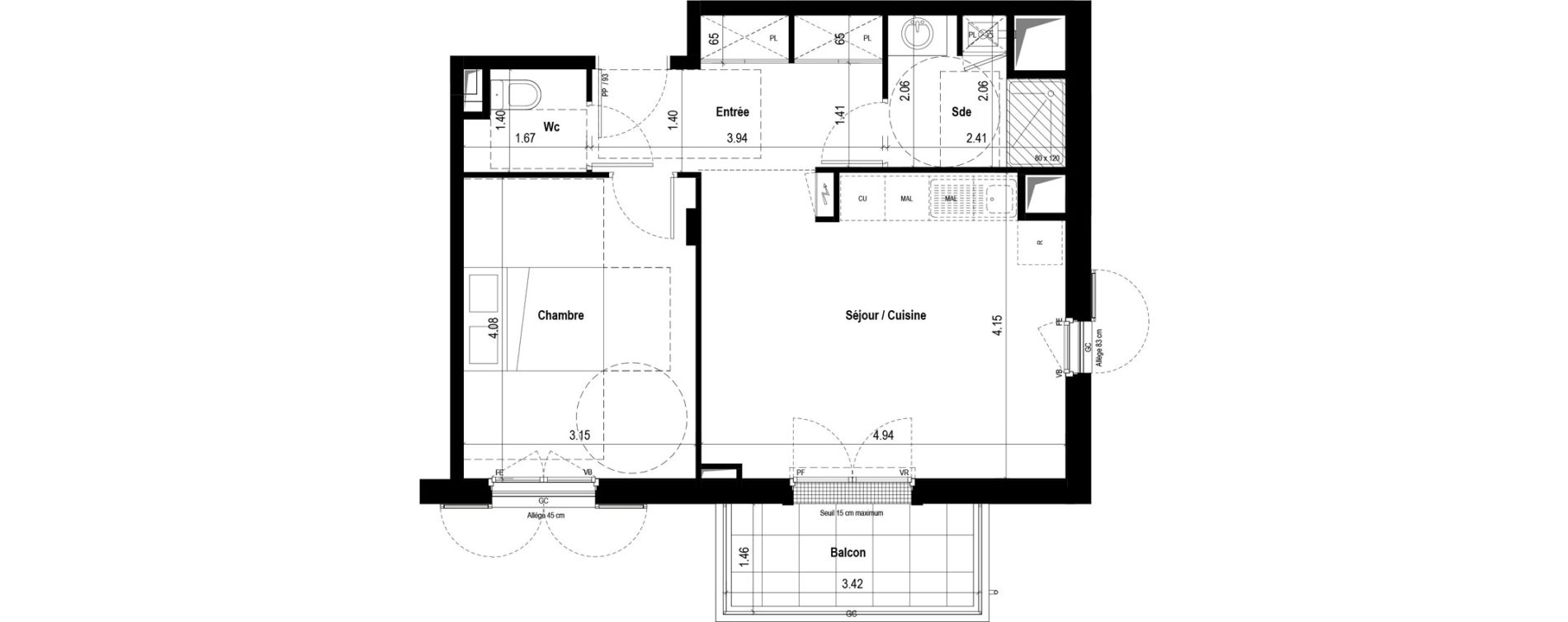 Appartement T2 de 46,27 m2 &agrave; &Eacute;lancourt Village