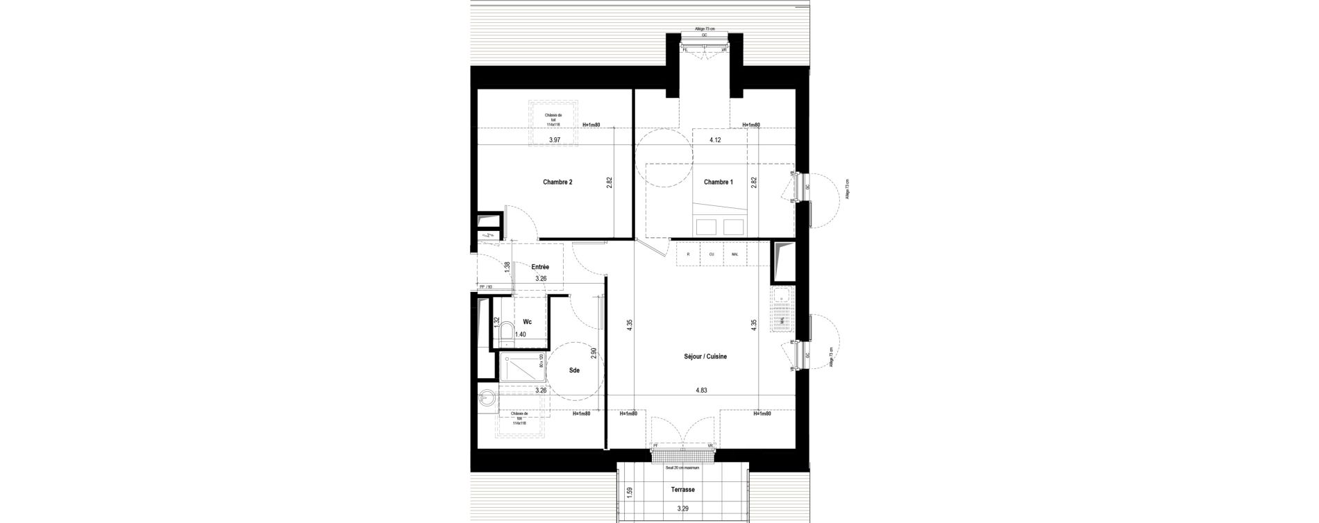 Appartement T3 de 60,13 m2 &agrave; &Eacute;lancourt Village