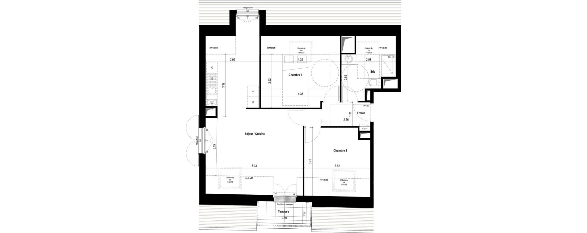 Appartement T3 de 64,37 m2 &agrave; &Eacute;lancourt Village