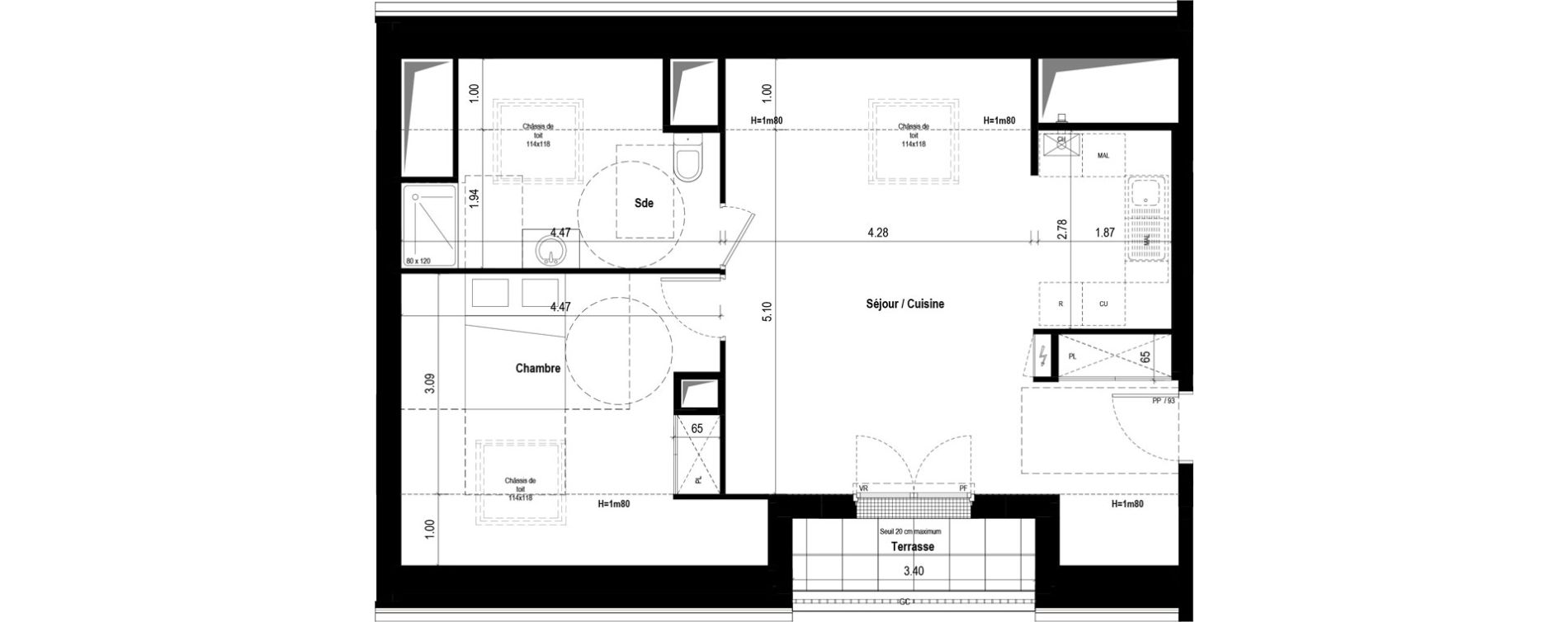 Appartement T2 de 53,27 m2 &agrave; &Eacute;lancourt Village