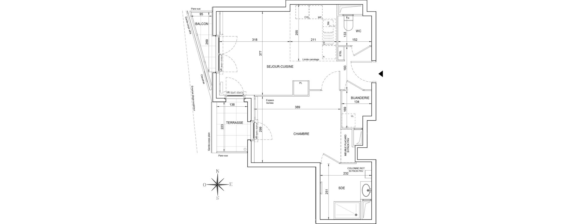 Appartement T2 de 45,20 m2 &agrave; &Eacute;lancourt Clef de saint-pierre