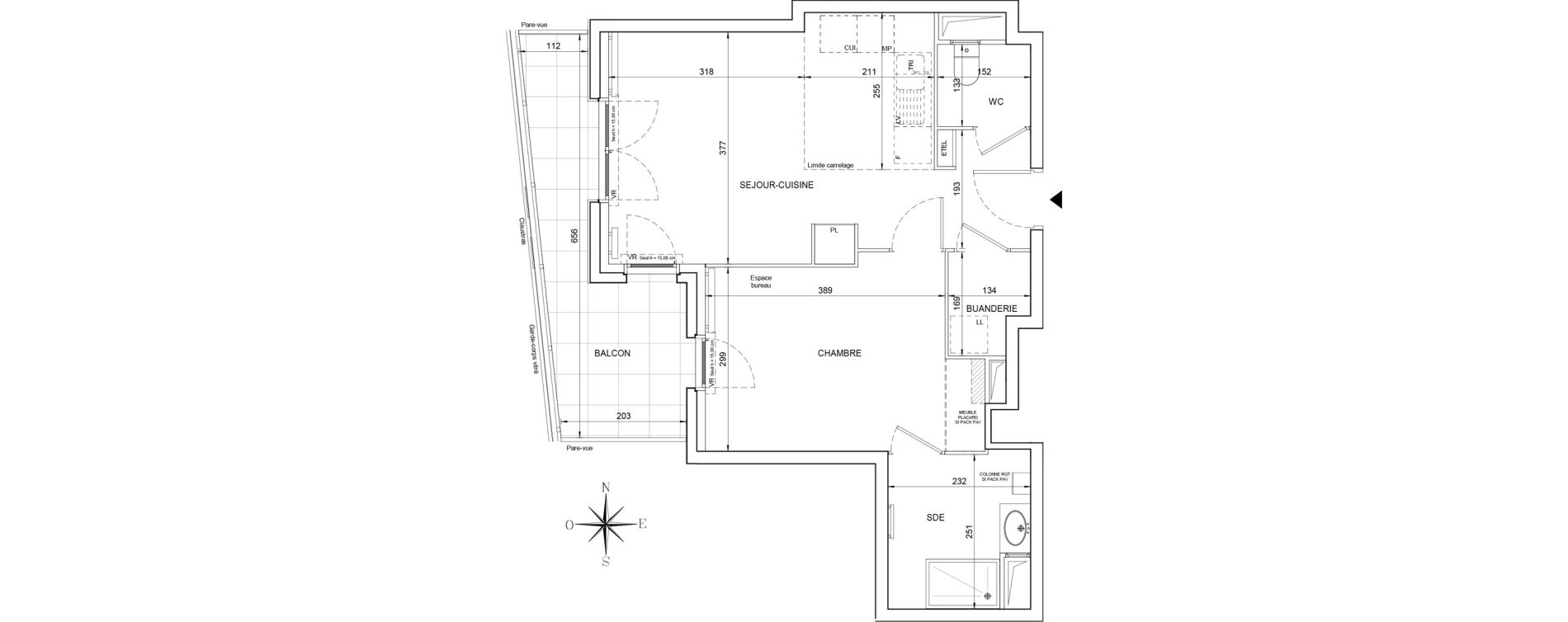 Appartement T2 de 45,30 m2 &agrave; &Eacute;lancourt Clef de saint-pierre
