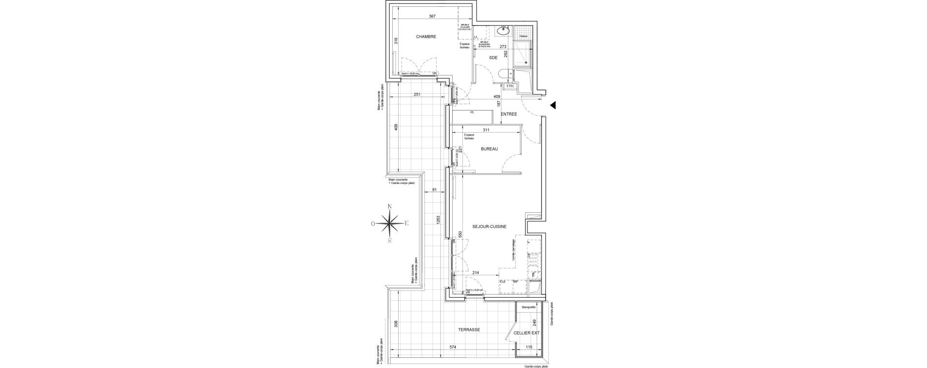 Appartement T2 de 55,40 m2 &agrave; &Eacute;lancourt Clef de saint-pierre