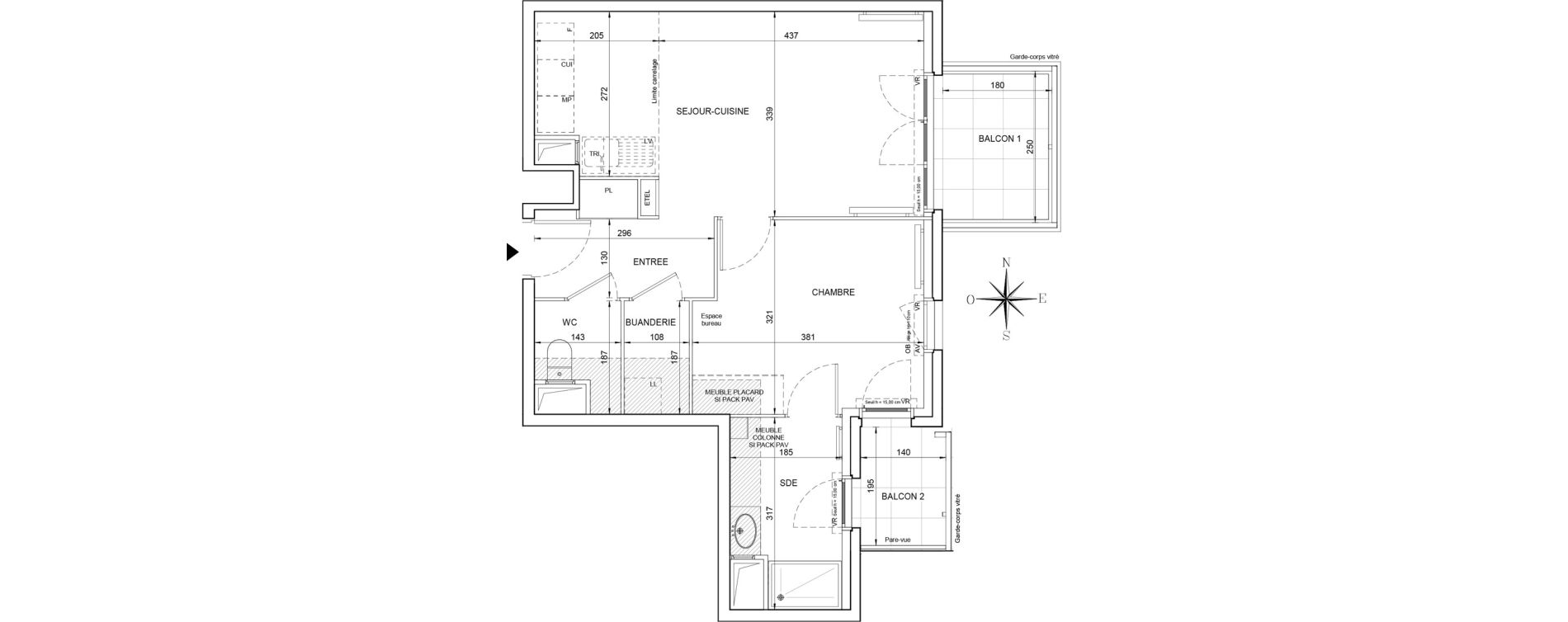 Appartement T2 de 45,60 m2 &agrave; &Eacute;lancourt Clef de saint-pierre