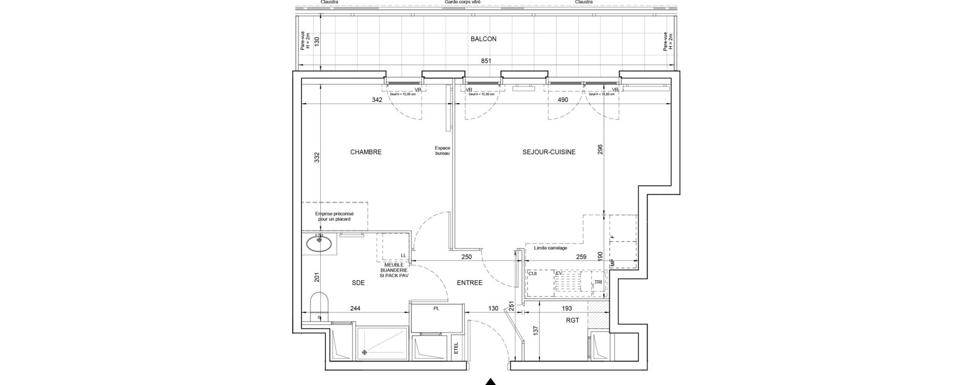 Appartement T2 de 45,20 m2 &agrave; &Eacute;lancourt Clef de saint-pierre