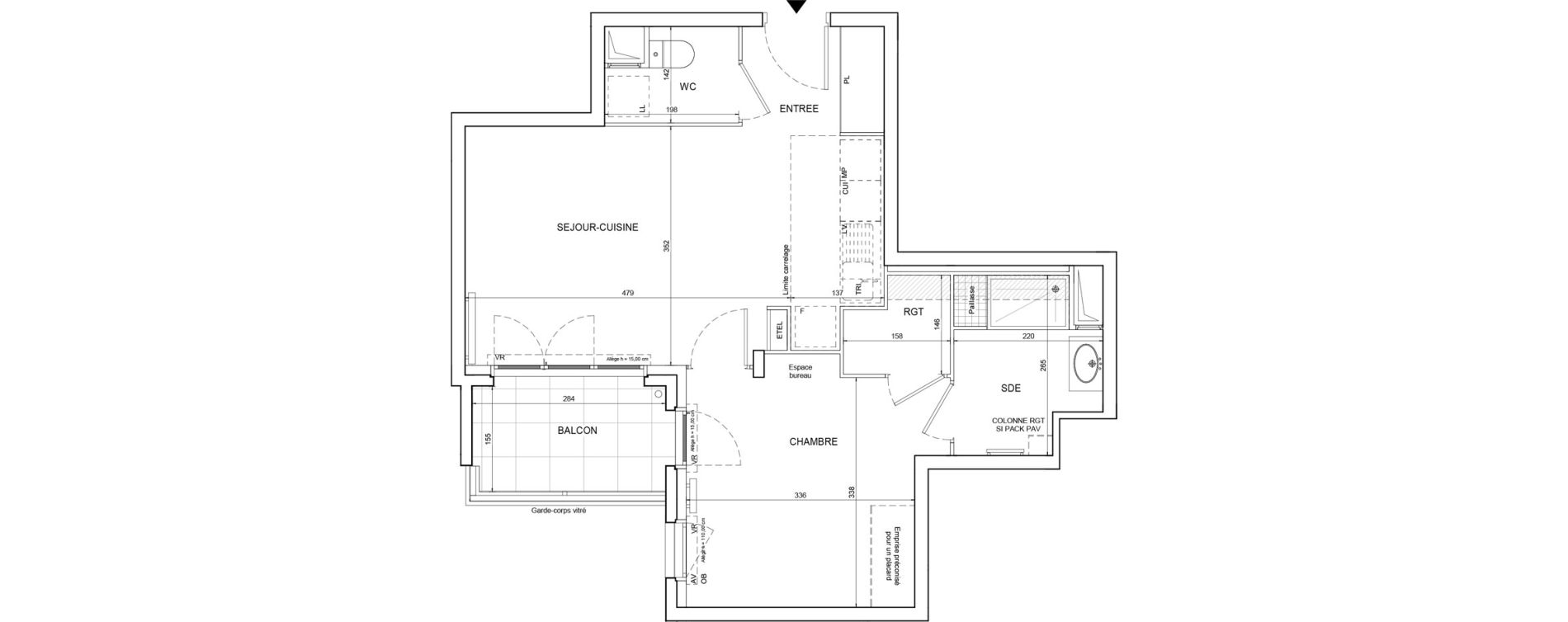 Appartement T2 de 45,40 m2 &agrave; &Eacute;lancourt Clef de saint-pierre