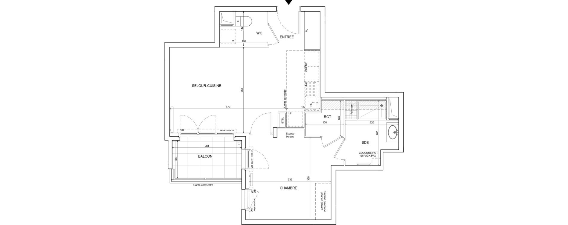 Appartement T2 de 45,40 m2 &agrave; &Eacute;lancourt Clef de saint-pierre