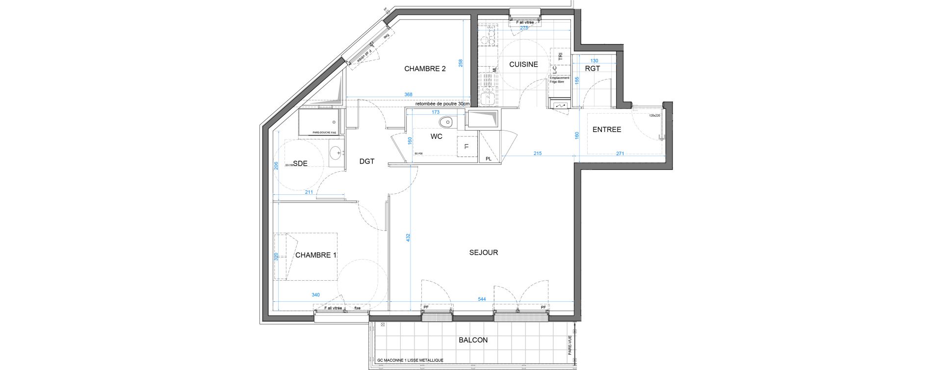 Appartement T3 de 72,70 m2 &agrave; &Eacute;lancourt Clef de saint-pierre