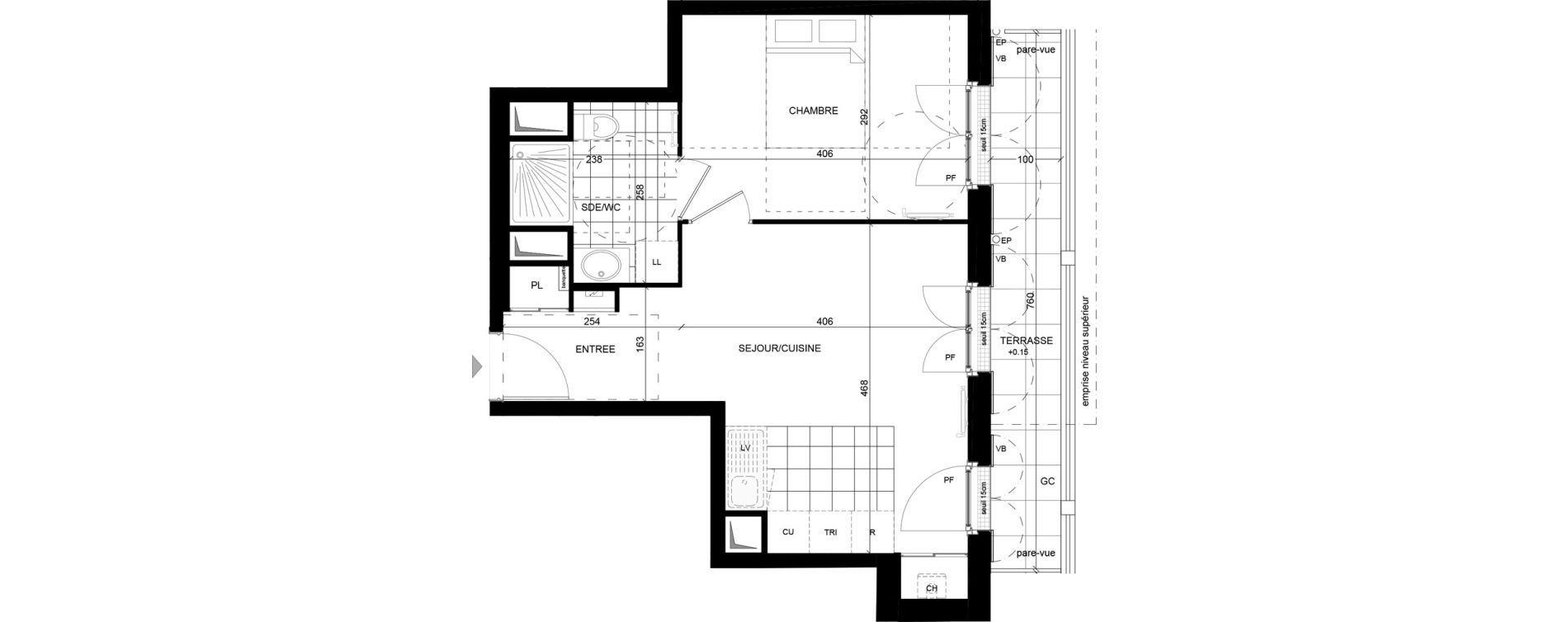 Appartement T2 de 38,85 m2 &agrave; &Eacute;lancourt Village