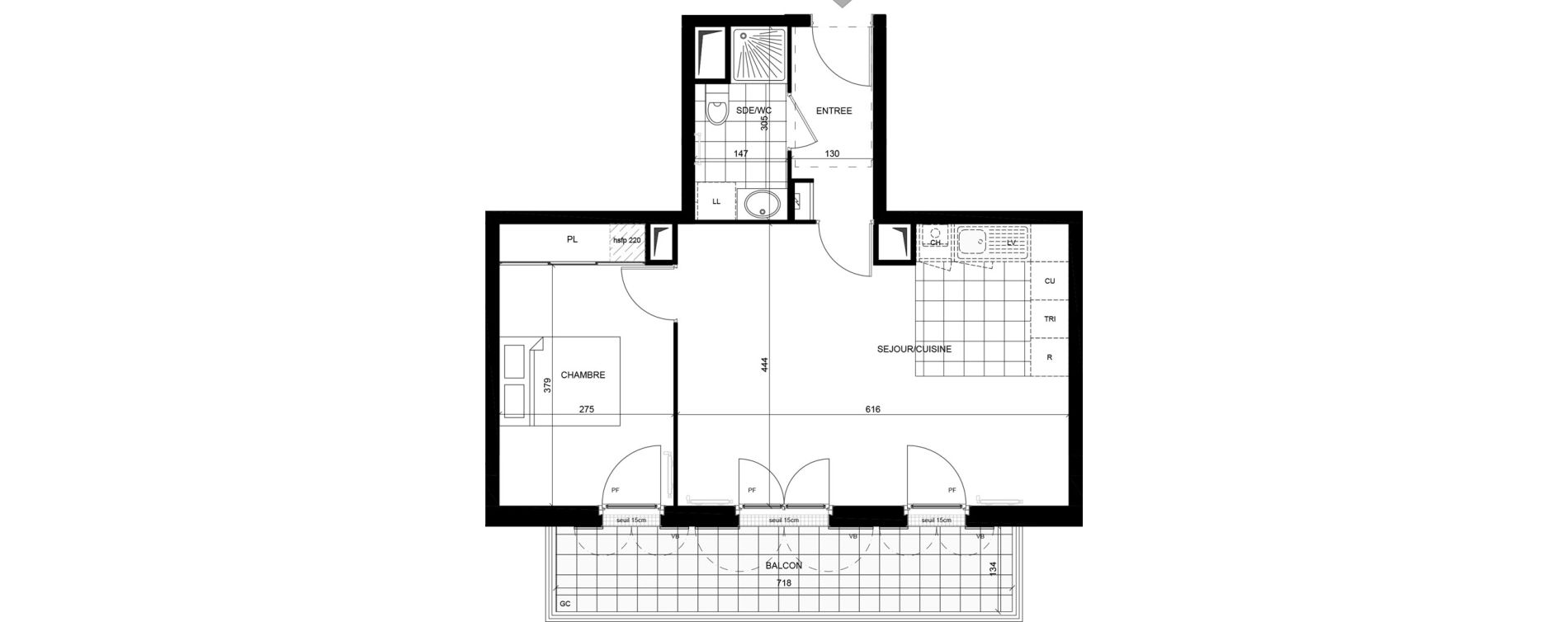 Appartement T2 de 46,53 m2 &agrave; &Eacute;lancourt Village