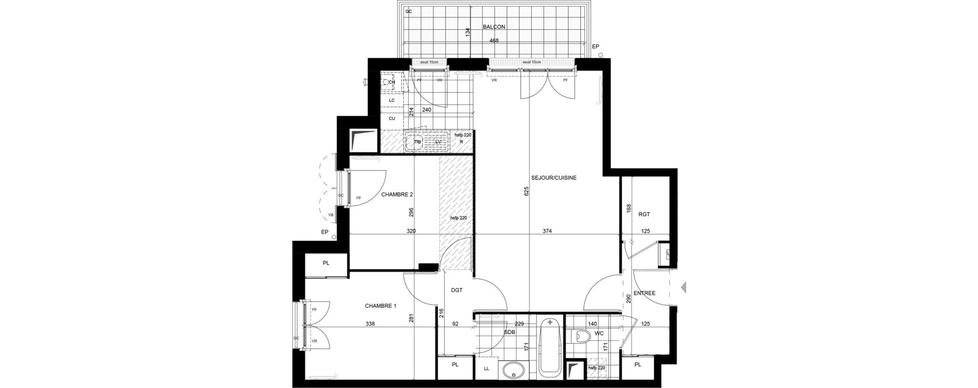 Appartement T3 de 61,49 m2 &agrave; &Eacute;lancourt Village