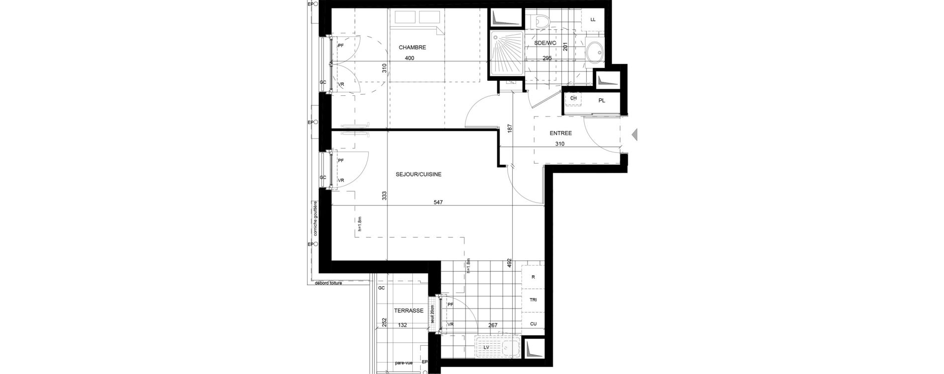 Appartement T2 de 42,32 m2 &agrave; &Eacute;lancourt Village