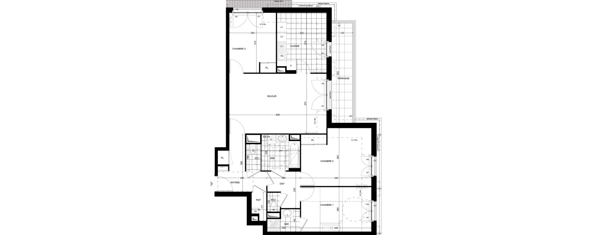 Appartement T4 de 86,21 m2 &agrave; &Eacute;lancourt Village