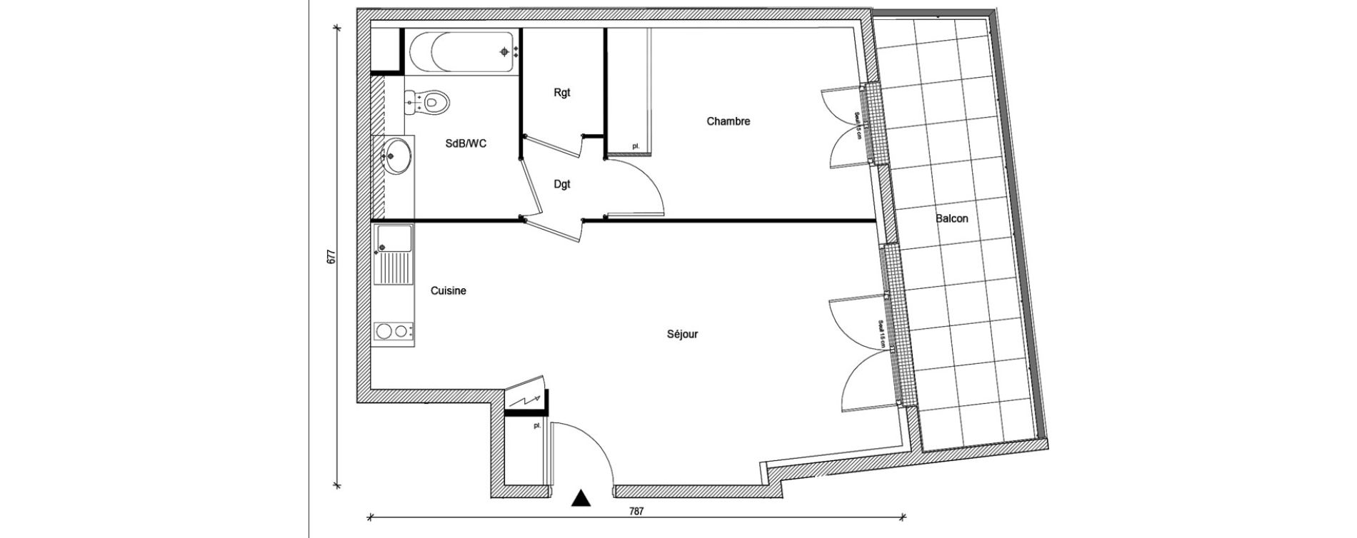 Appartement T2 de 45,89 m2 &agrave; &Eacute;p&ocirc;ne Centre