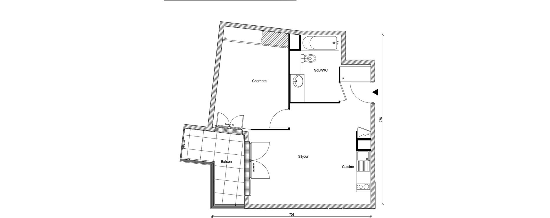 Appartement T2 de 43,83 m2 &agrave; &Eacute;p&ocirc;ne Centre