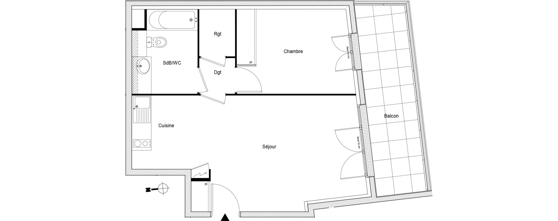Appartement T2 de 45,89 m2 &agrave; &Eacute;p&ocirc;ne Centre