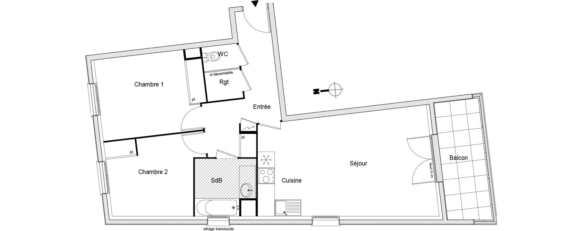 Appartement T3 de 65,27 m2 &agrave; &Eacute;p&ocirc;ne Centre
