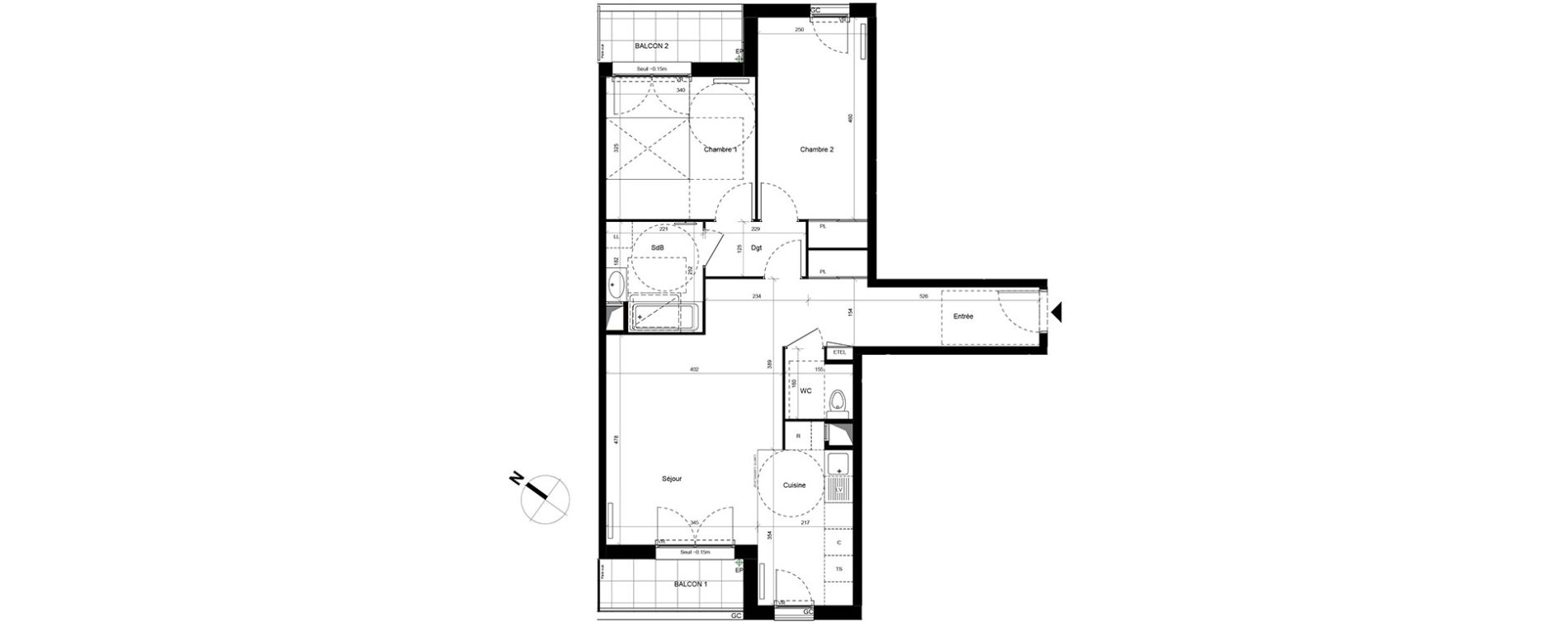 Appartement T3 de 71,34 m2 &agrave; Fontenay-Le-Fleury Centre