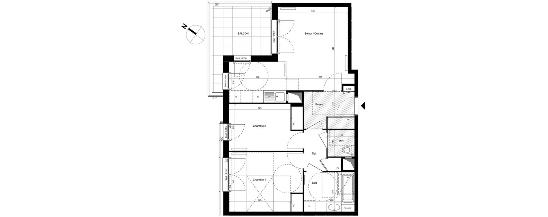 Appartement T3 de 60,50 m2 &agrave; Fontenay-Le-Fleury Centre