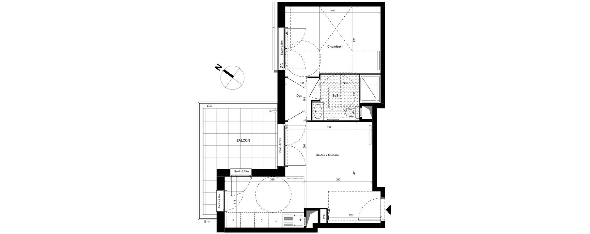Appartement T2 de 40,27 m2 &agrave; Fontenay-Le-Fleury Centre
